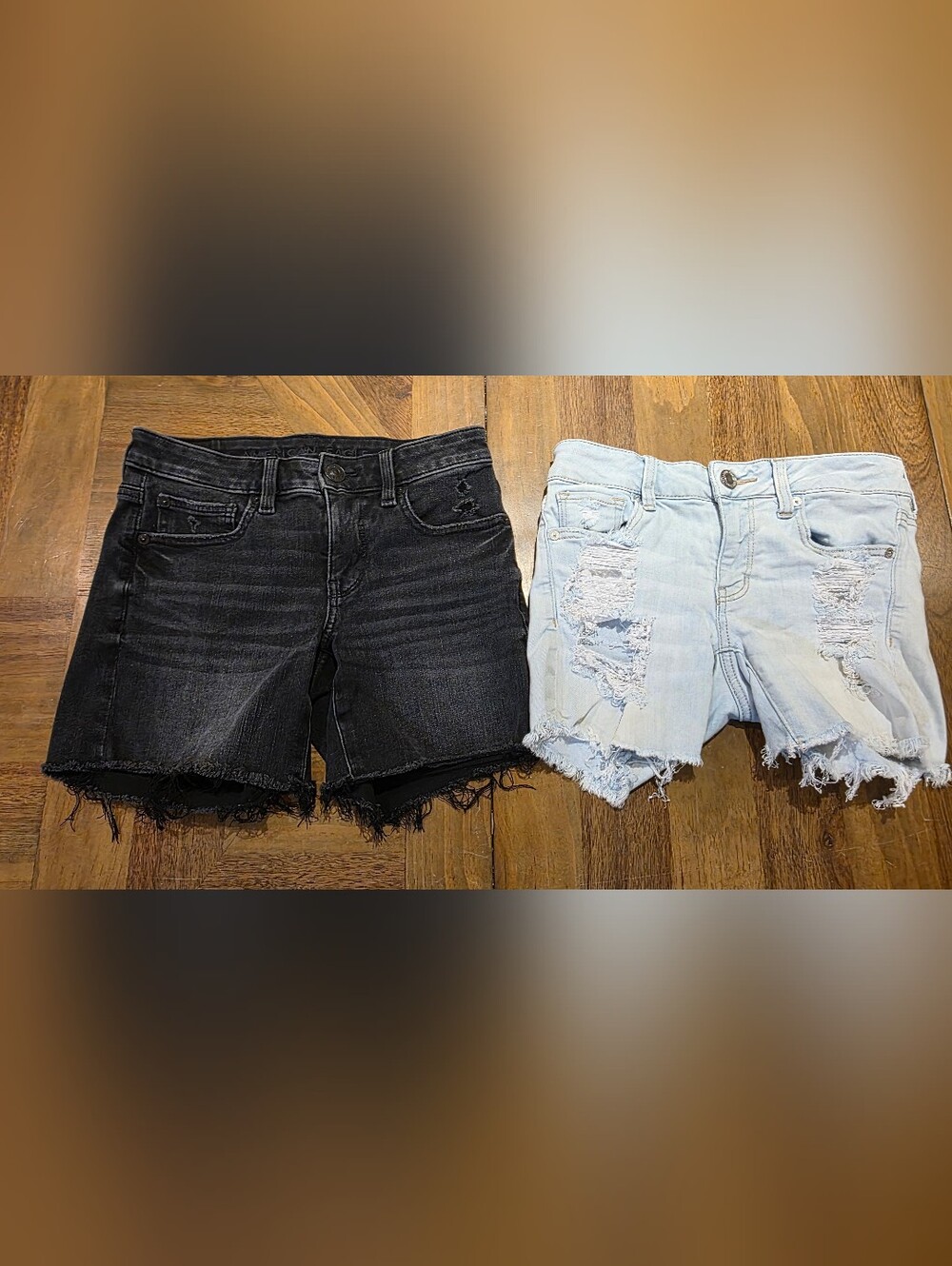 American Eagle Midi Shorts Sz 2 / XS Set Of 2 Cut Off Denim Distressed